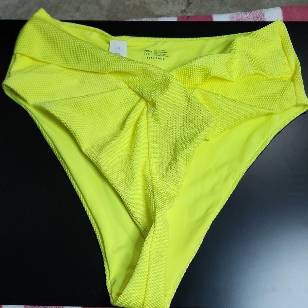 Aerie Yellow High-Cut Bikini Swimwear